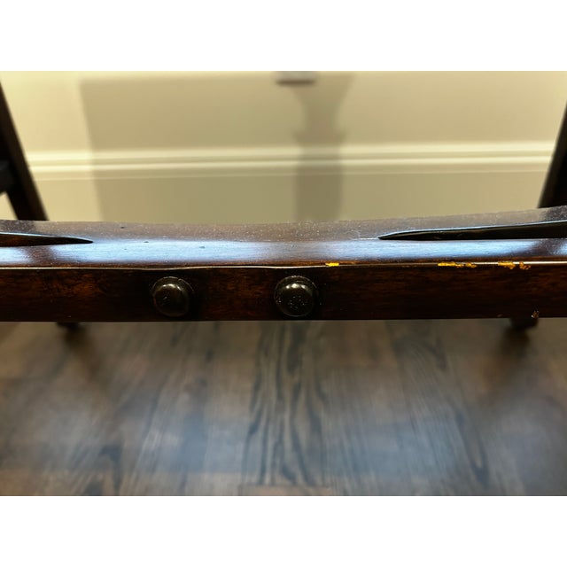 Theodore Alexander Kaye Campaign Flip-Top Desk With Leather Writing Surface For Sale - Image 9 of 15