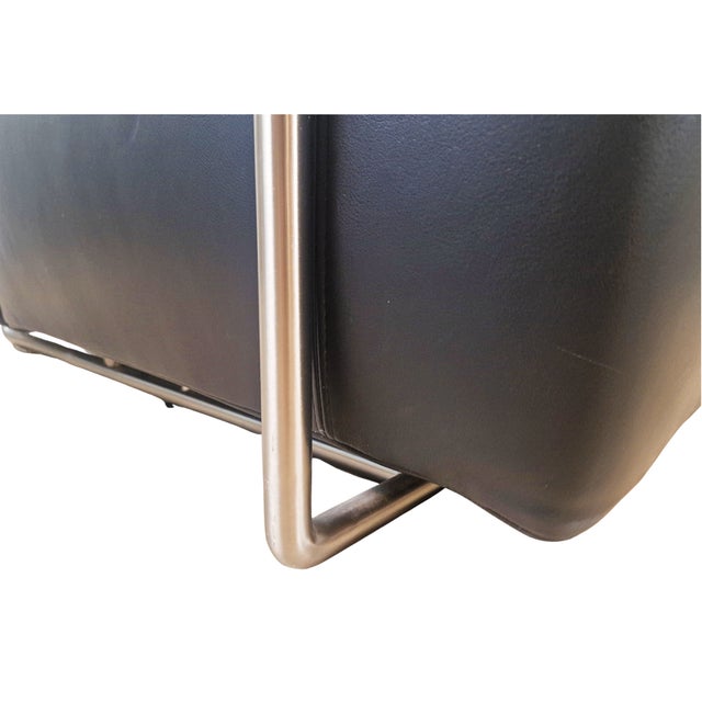 Leather and Chrome ABC Model Reclining Lounge Chair with Ottoman by Antonio Citterio for Flexform, 1980s, Set of 2 For Sale - Image 9 of 11