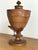 Antique covered urn or pot on a pedestal, made of finely carved fruitwood with floral and bird decoration. French work,...