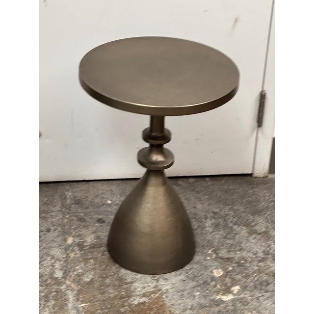 Arhaus Sculptural Bronze Finish Pedestal Martini Side Table For Sale - Image 9 of 12
