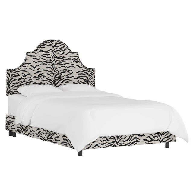 Halsted Bed in Cream Black Linen Zebra, Twin For Sale In Chicago - Image 6 of 6
