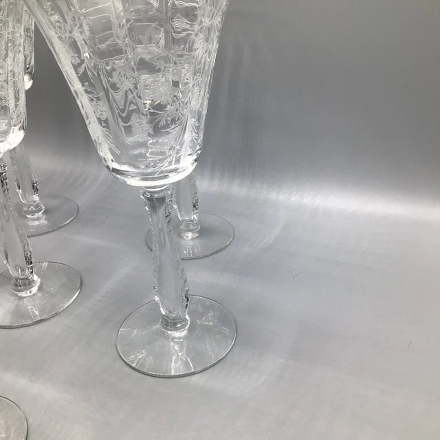Etched Fostoria Heather Crystal Water Goblets-Set of 6 For Sale - Image 9 of 13