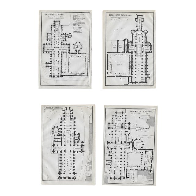 Set of Four English Cathedral Architectural Plan Engravings For Sale