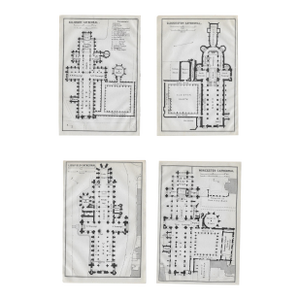 Set of Four English Cathedral Architectural Plan Engravings