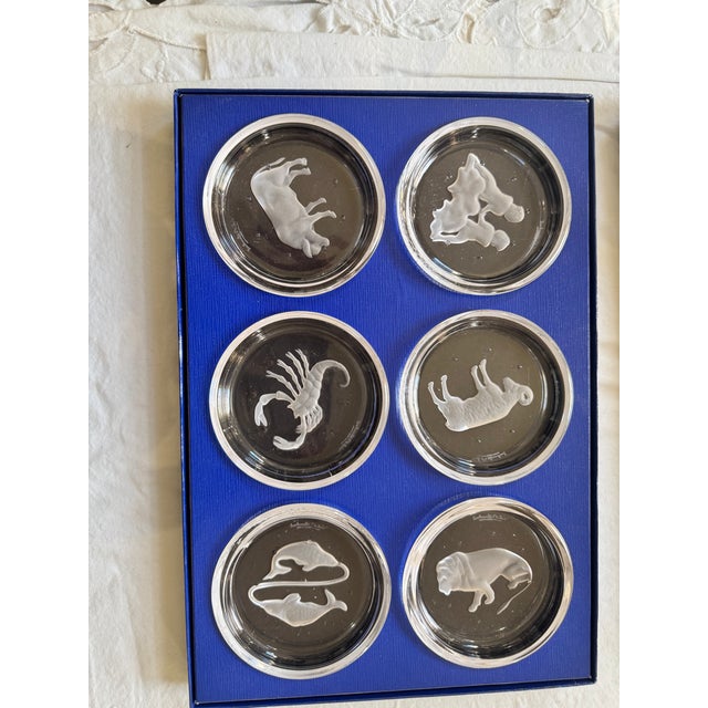 Glass 1970s Signed Val St-Lambert Crystal Zodiac Coasters - Set of 11 For Sale - Image 7 of 9