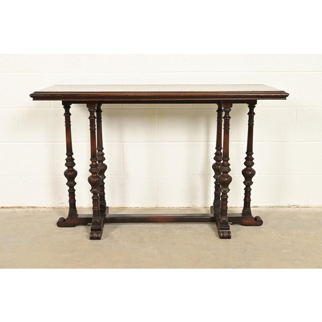 English Berkey & Gay Style Antique English Jacobean Carved Walnut Console Table or Server, Circa 1920s For Sale - Image 3 of 10