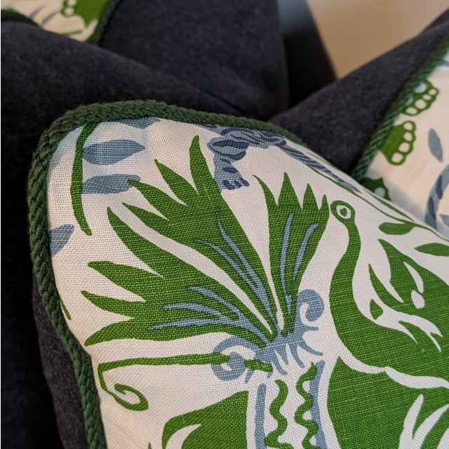 Transitional Christopher Farr Cloth La Jungle Pillows in Green - Pair For Sale - Image 3 of 6