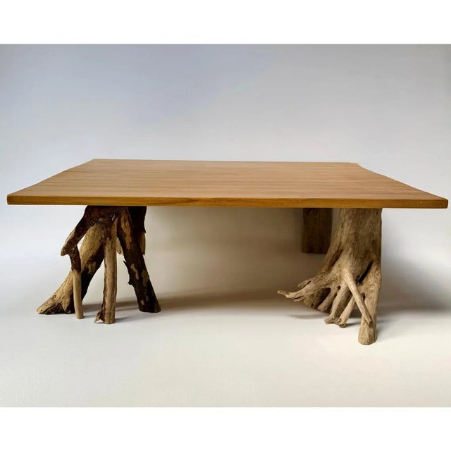 Contemporary Vintage Driftwood & Cedar Low Tea Table For Sale - Image 3 of 12