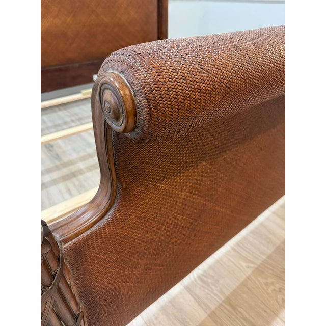 Attributed Thomasville Ernest Hemingway Kilimanjaro Collection King Size Rattan Bed For Sale - Image 11 of 12