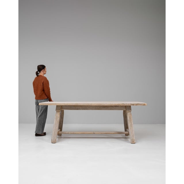 20th Century Belgian Oak Dining Table With Splayed Legs For Sale - Image 17 of 18