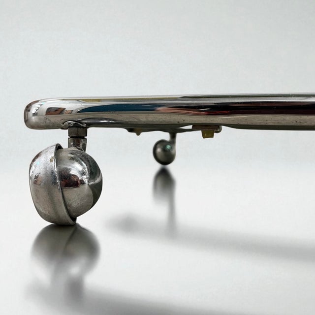 Mid-Century Modern Bauhaus Bar Cart in Chrome & Smoked Glass, Czechoslovakia, 1960s For Sale - Image 3 of 15