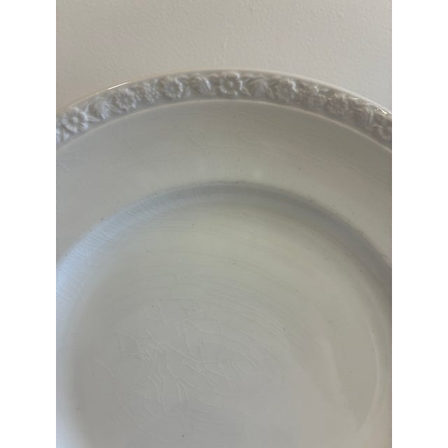 White Vintage Wedgwood Embossed White English Dinner Plates, Set of 12 For Sale - Image 8 of 13