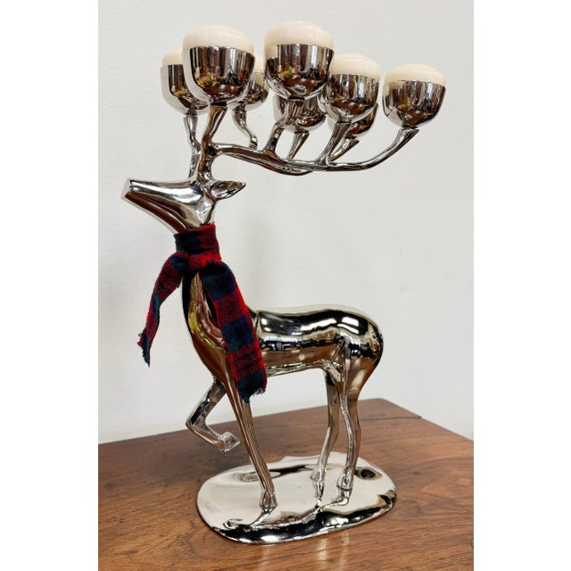 Figurative Vintage Polished Silver 10 Point Stag Deer Candelabra For Sale - Image 3 of 9