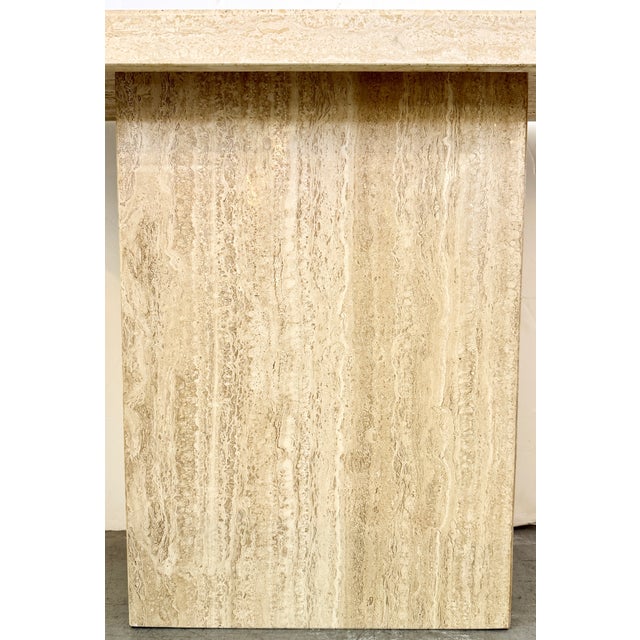 Carlo Scarpa Italian Minimalist Travertine Console Table For Sale - Image 4 of 8