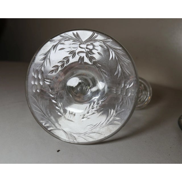 Vintage Pair of Art Deco Etched Crystal Candlestick Holders Candelabras Glass For Sale - Image 12 of 12