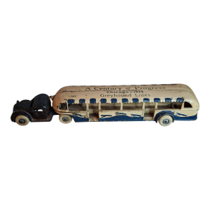 Vintage Extra Large 14.5" 1934 Arcade Cast Iron Greyhound Bus Tram Century of Progress Chicago World Fair - Very Well Preserved