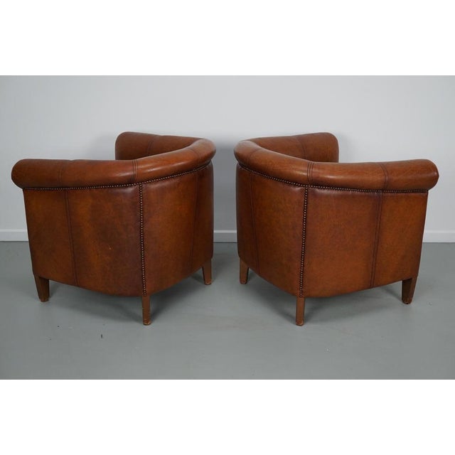 Vintage Dutch Cognac Colored Leather Club Chairs, Set of 2 For Sale - Image 17 of 18