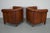 Vintage Dutch Cognac Colored Leather Club Chairs, Set of 2 For Sale - Image 17 of 18