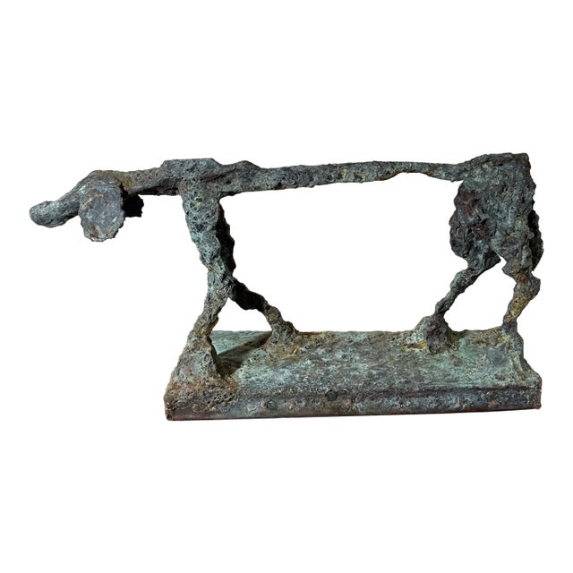 Early 21st Century Bronze Artist Made Brutalist Style Dog Sculpture For Sale