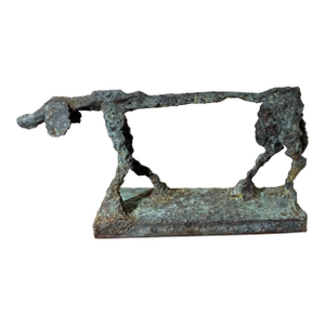 Early 21st Century Bronze Artist Made Brutalist Style Dog Sculpture
