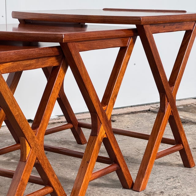 Wood Mid-Century Teak Nesting Tables, 1960s, Set of 3 For Sale - Image 7 of 10