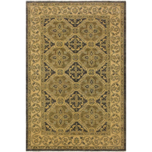 Gray 1990s Shabby Chic Kafkaz Bluish Gray/Tan Hand-Knotted Rug - 4'1 X 6'0 For Sale - Image 8 of 8