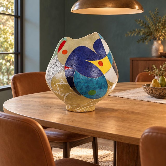2020s Michael Gustavson "Beautiful Dream Vessel" Glazed Ceramic, Abstract Painterly Vessel in Indigo Blue, Bay Area California Art, Statement Artwork, 2024 For Sale - Image 5 of 6