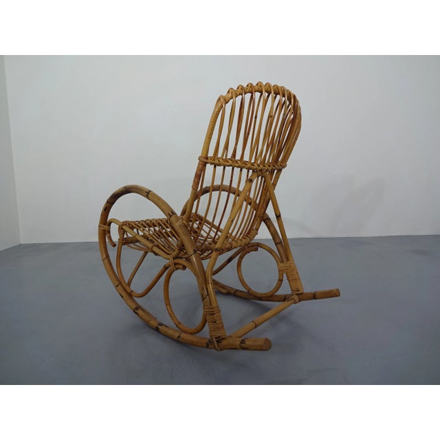 Mid-Century Italian Bamboo Rocking Chair, 1950s For Sale - Image 16 of 18
