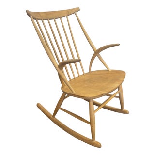 Vintage Rocking Chair by Illum Wikkelsø for Niels Eilersen, 1950s For Sale