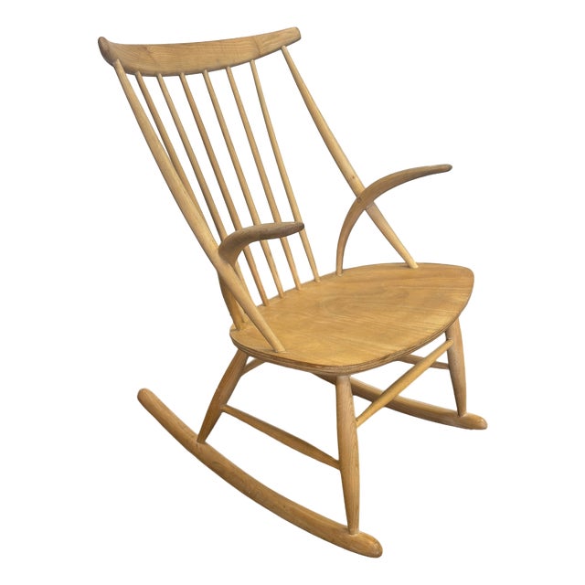 Vintage Rocking Chair by Illum Wikkelsø for Niels Eilersen, 1950s For Sale