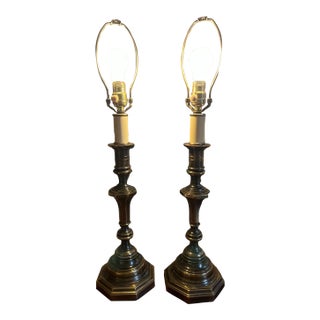 Vintage Brass Dimmable Candlestick Table Lamps Westwood Industries - a Pair For Sale
