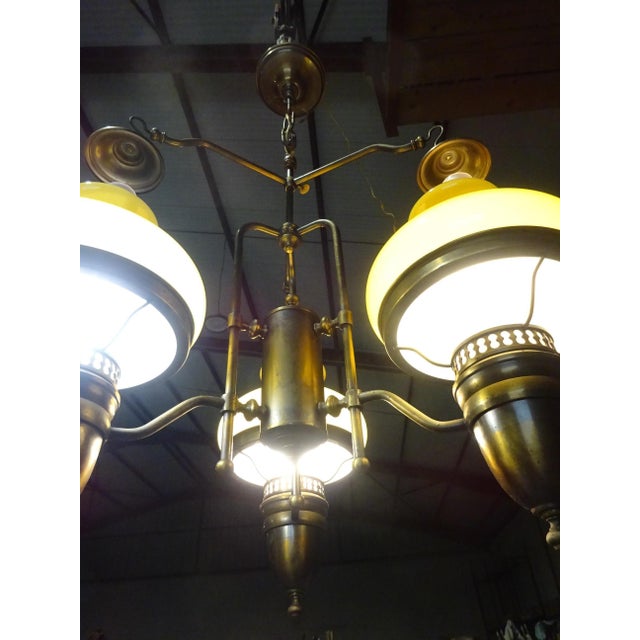 Large Vintage 3-Light Chandelier in Brass, Iron, and Glass, 1970s For Sale - Image 13 of 18