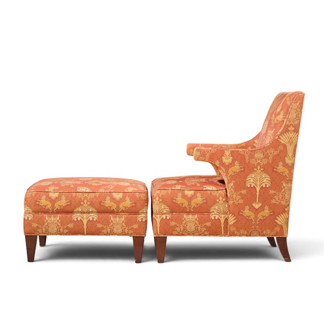 Baker Furniture Company Baker Furniture Wingback Lounge Chair With Ottoman For Sale - Image 4 of 10