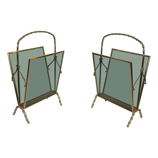 Pair of Bronze Faux Bamboo Magazine Racks by Maison Baguès For Sale