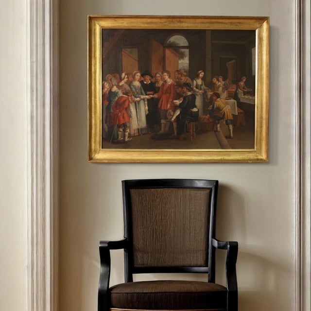Genre Scene with Wedding, 1830s, Oil on Canvas For Sale - Image 4 of 10