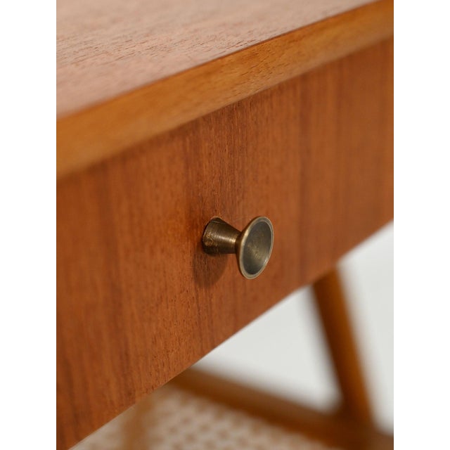 Scandinavian Teak Bedside Table with Vienna Straw, 1950s For Sale - Image 10 of 13