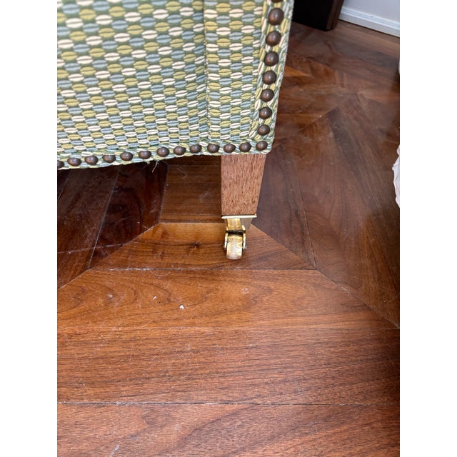 Green Vintage RJones Green & Gold Lounge Chair With Bronze Nail Heads For Sale - Image 8 of 12