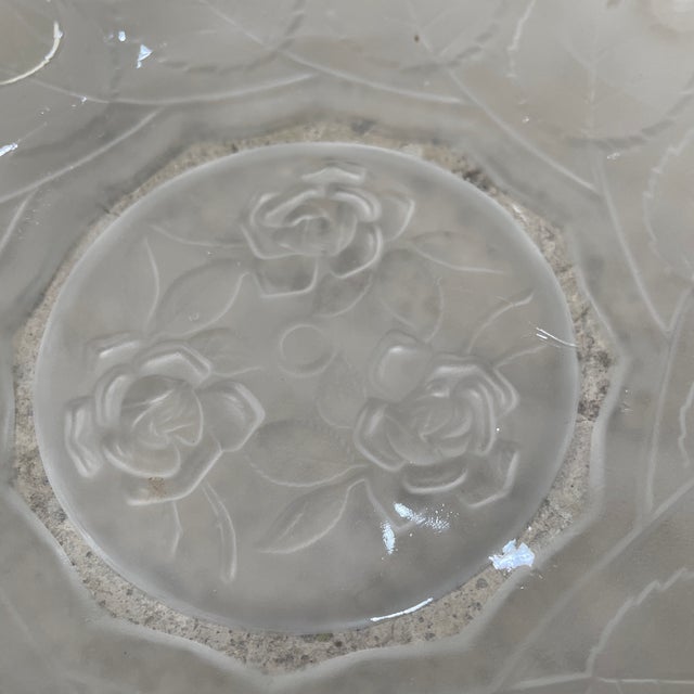 1940s Art Deco Style Frosted Art Glass Floral Plates - 9pcs For Sale In Miami - Image 6 of 7