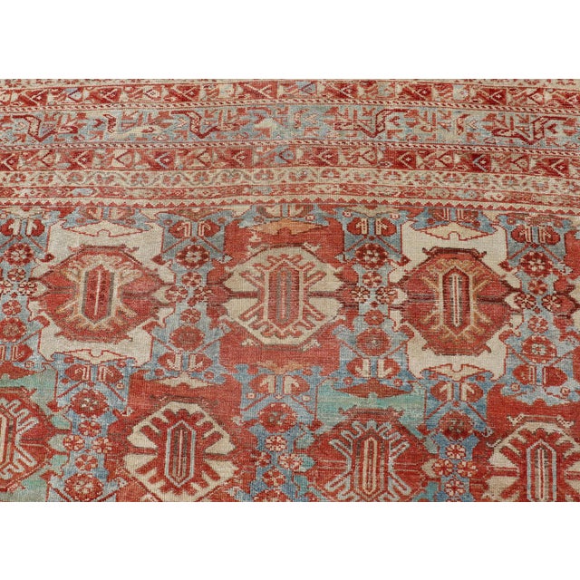 Large Scale Antique Persian Hamedan Rug With Colorful Tribal Design 11'7 X 14'4 For Sale - Image 10 of 16