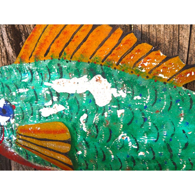 1950s 1950's 41" Hand Forged & Painted Upper Michigan Bait Store Fish Sign For Sale - Image 5 of 10