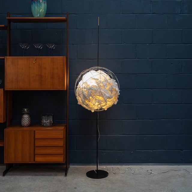 Vintage German Metal and Paper Floor Lamp by Ingo Maurer, 1990 For Sale - Image 3 of 18