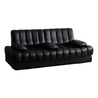DS-85 Sofa Bed in Black Leather and Chrome from De Sede, Switzerland, 1960s For Sale