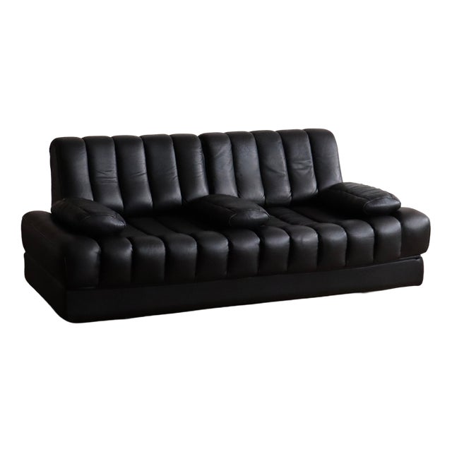 DS-85 Sofa Bed in Black Leather and Chrome from De Sede, Switzerland, 1960s For Sale