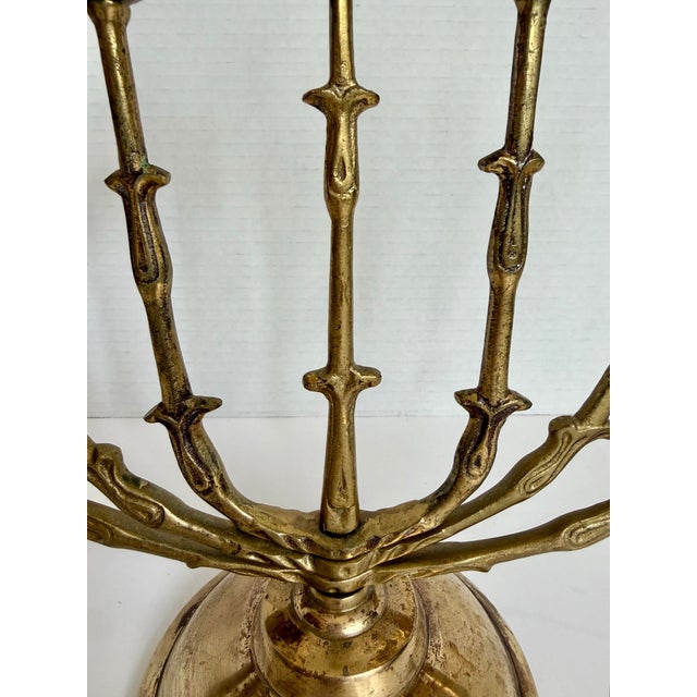 1960s Brass Rosebud Menorah With Adjustable Rotating Branches For Sale - Image 4 of 8