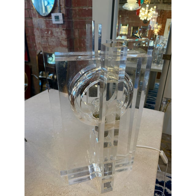 Plastic Table Lamp in Acrylic by Sandro Petti for Maison Jansen, 1970 For Sale - Image 7 of 8