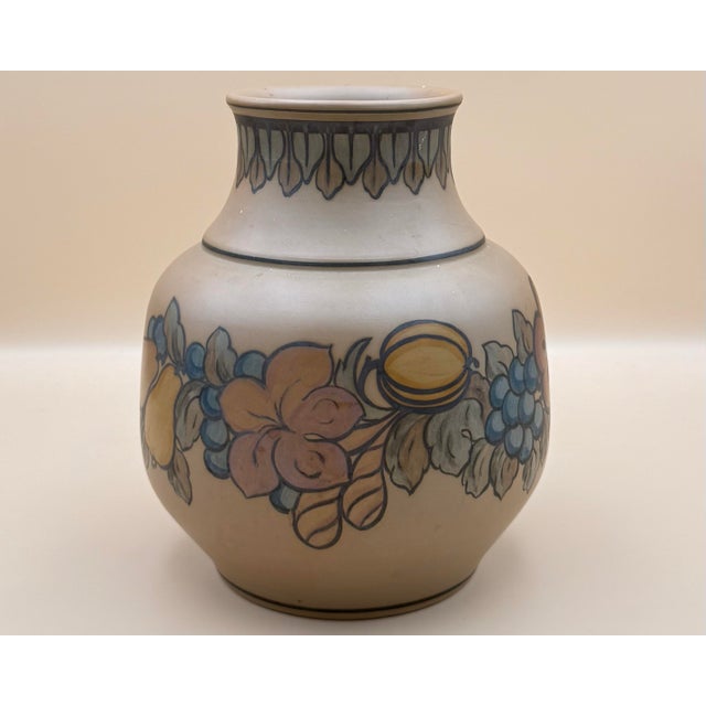 Art Deco Vintage Hjorth Bornholm Danish Pottery Pair, Scandinavian Studio Ceramic Vase & Cachepot For Sale - Image 3 of 7