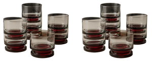 Vintage Drinking Glasses with Red Stem, 1970s, Set of 8