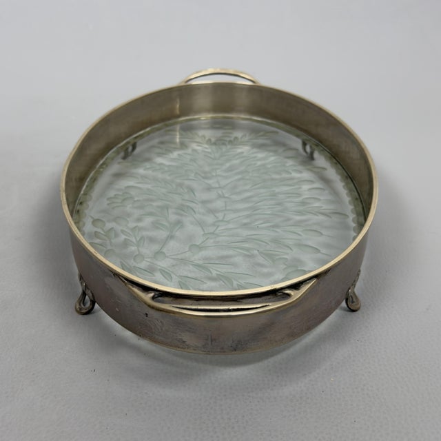 Oval Tray in 800 Silver and Satin Crystal For Sale - Image 5 of 15