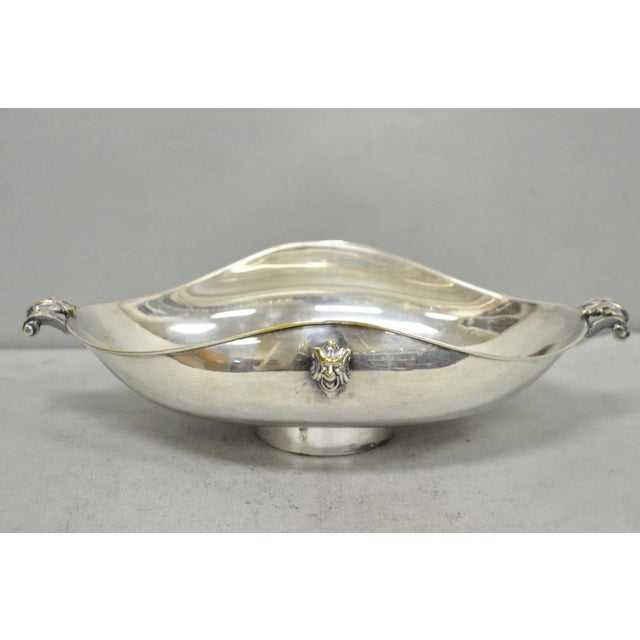 Traditional Vintage Regency Style Italian Arg 1000 Silver Plated Compote Fruit Bowl W/ Faces For Sale - Image 3 of 18