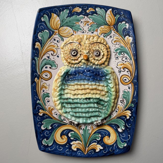Sicilian Ceramic Wall Plaque with Owl, Italy, 1950s For Sale - Image 14 of 14